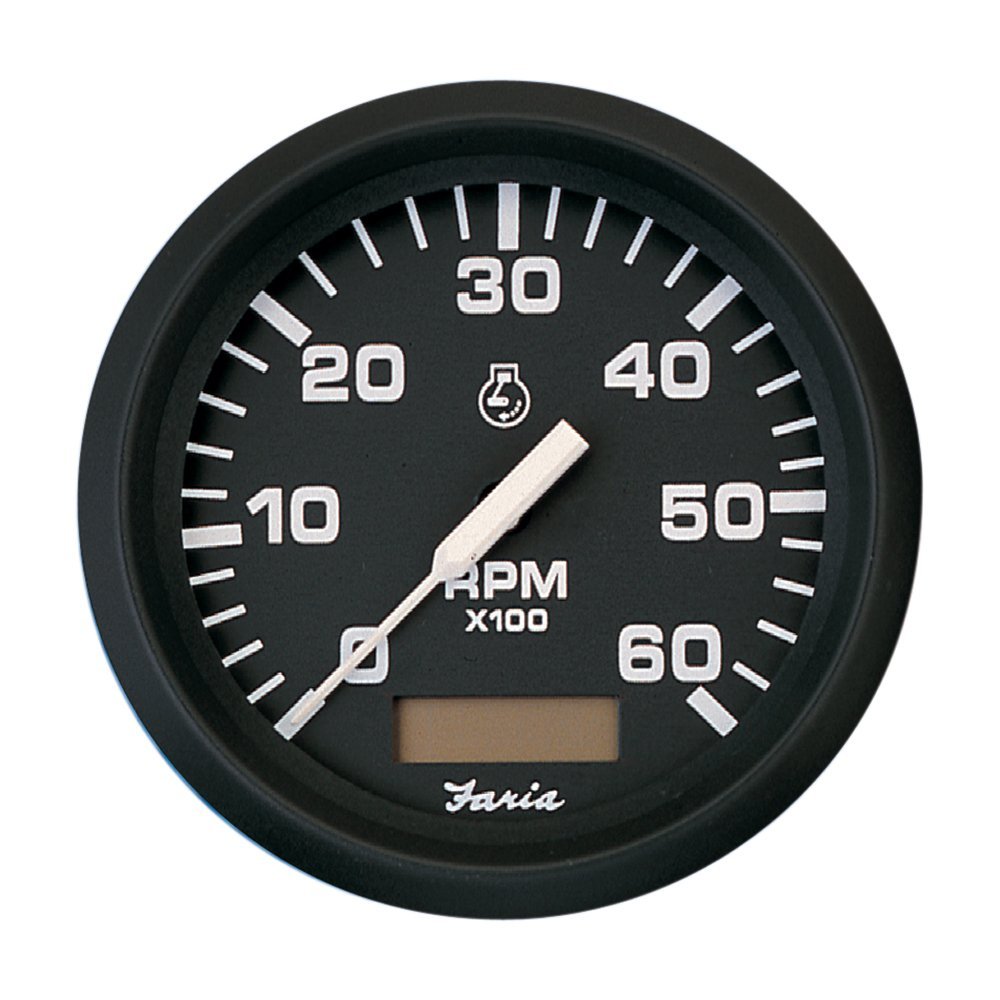 Faria Euro Black 4 Tachometer w/Hourmeter - 6,000 RPM (Gas - Inboard) 1 Faria Euro Black 4 Tachometer w/Hourmeter - 6,000 RPM (Gas - Inboard)