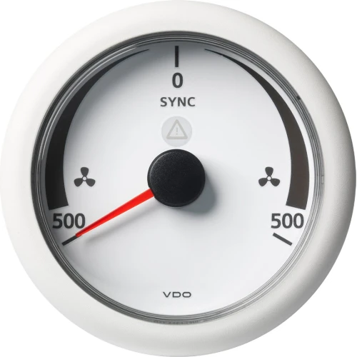 Veratron 3-3/8 (85MM) ViewLine Synchronizer -500/+500 RPM - 8 to 32V - White Dial & Bezel